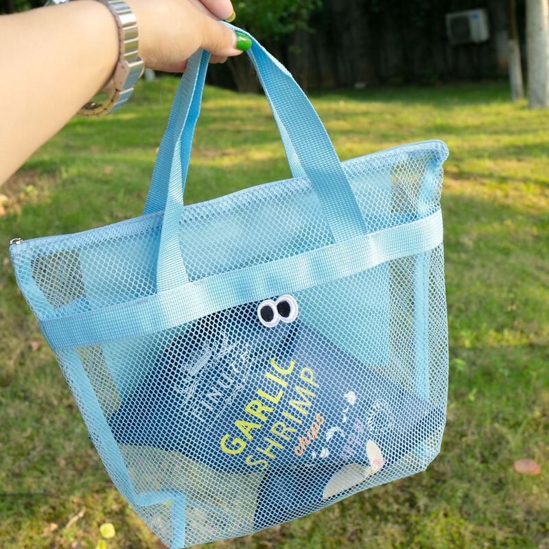 大きな目が特徴のメッシュビーチバッグ、韓国風メッシュ洗面用具・化粧品バッグ、携帯用大容量アウトドア水遊び収納バッグ|undefined
