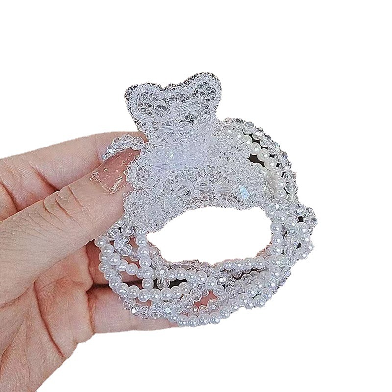 Corea del Sur Dongdaemun nueva banda de pelo de cara sonriente de cristal de alta calidad dulce chica perla pelo cuerda bolas pelo Shixi