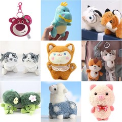 4インチのぬいぐるみの卸売りのペンダントの鍵はウサギのアルパカのユニコーンのテディベアの象のペンギンの子供を掛けます。
