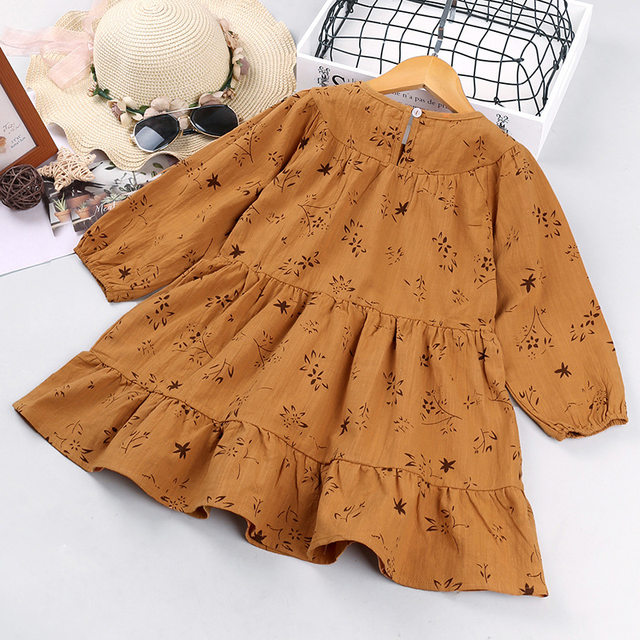 A generation hair girl dress new 2022 spring and autumn Korean version printing long-sleeved princess skirt foreign trade children's clothing