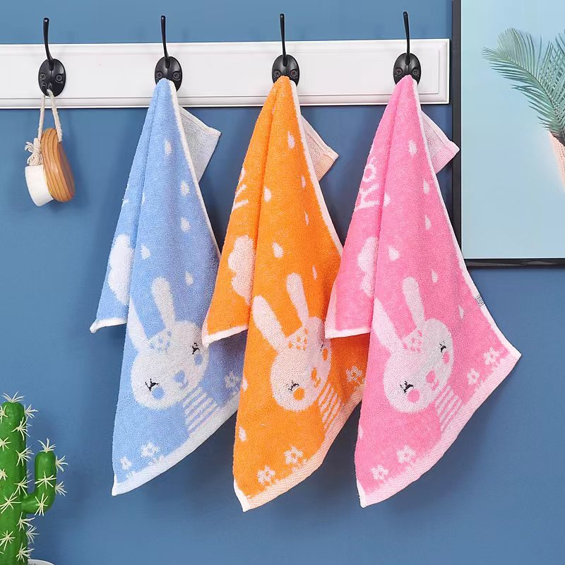 New Cotton Baby Towels for Kindergarten, Mouth Wipes for Kids, Children's Raindrop Rabbit Face Towels, Household Saliva Wipes