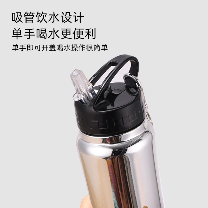 Nueva galvanoplastia Termo al vacío taza portátil al aire libre taza de agua Gran capacidad transfronteriza 304 deportes hervidor de acero inoxidable