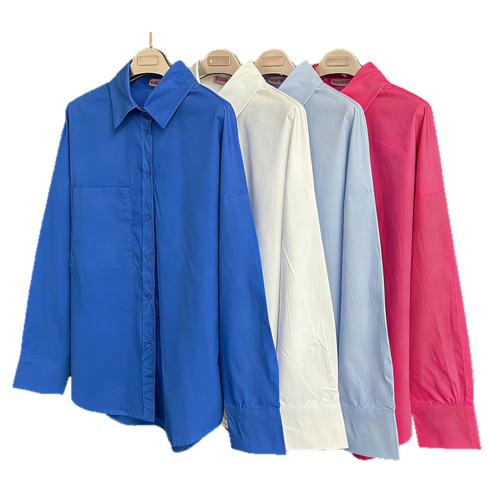 Europa y Estados Unidos comercio exterior transfronterizo ropa de mujer primavera y otoño algodón camisa de manga larga gran tamaño suelta de mujer chaqueta de transporte solar sólida