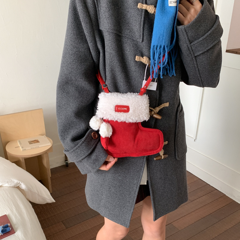 Suede Snow Boot Style Bag for Women, Versatile Color-Blocking Single Shoulder Crossbody Phone Bucket Bag, Street Fashion Suede Snow Boot Style Bag for Women, Versatile Color-Blocking Single Shoulder Crossbody Phone Bucket Bag, Street Fashion