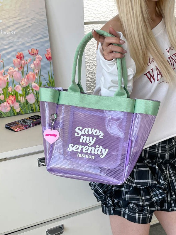 Bolsa de gran capacidad para mujeres verano 2026 nueva canasta de vacaciones de playa transparente bolsa de comida de viaje bolsa de ocio