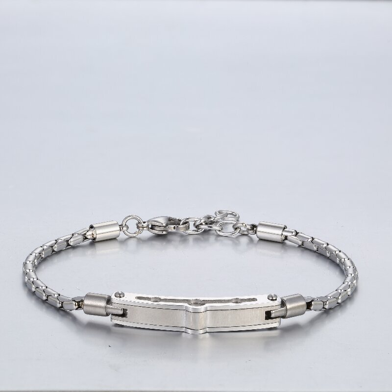 Stainless steel rectangular nameplate two-tone men's bracelet, trendy foreign trade hand accessory, manufacturer's stock wholesale, exclusively for cross-border supply