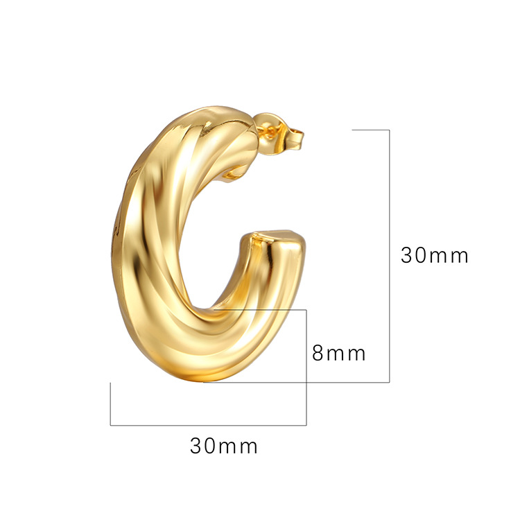 304 Stainless Steel Ear Needle Material 18K Real Gold Plated Plating Material PVD Coated 18K Gold Real Gold Plated C Shape 304 Stainless Steel Fashion Waterproof Non Tarnish Ear Studs