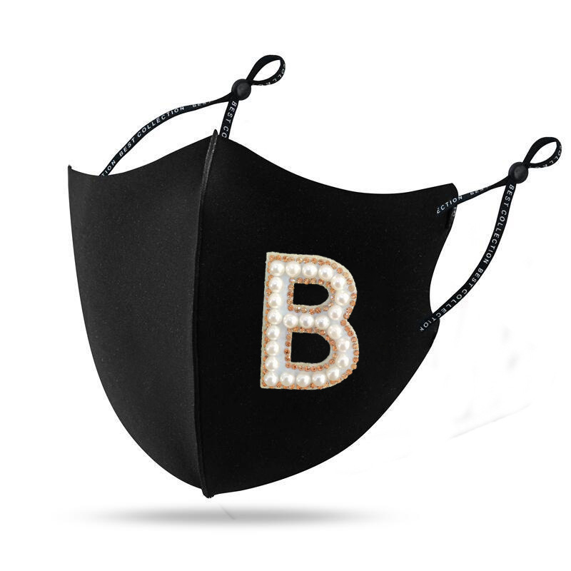 Máscara de diamante perla Otoño e Invierno nueva Máscara cálida personalidad creativa perla rhinestone máscara de tela a prueba de viento
