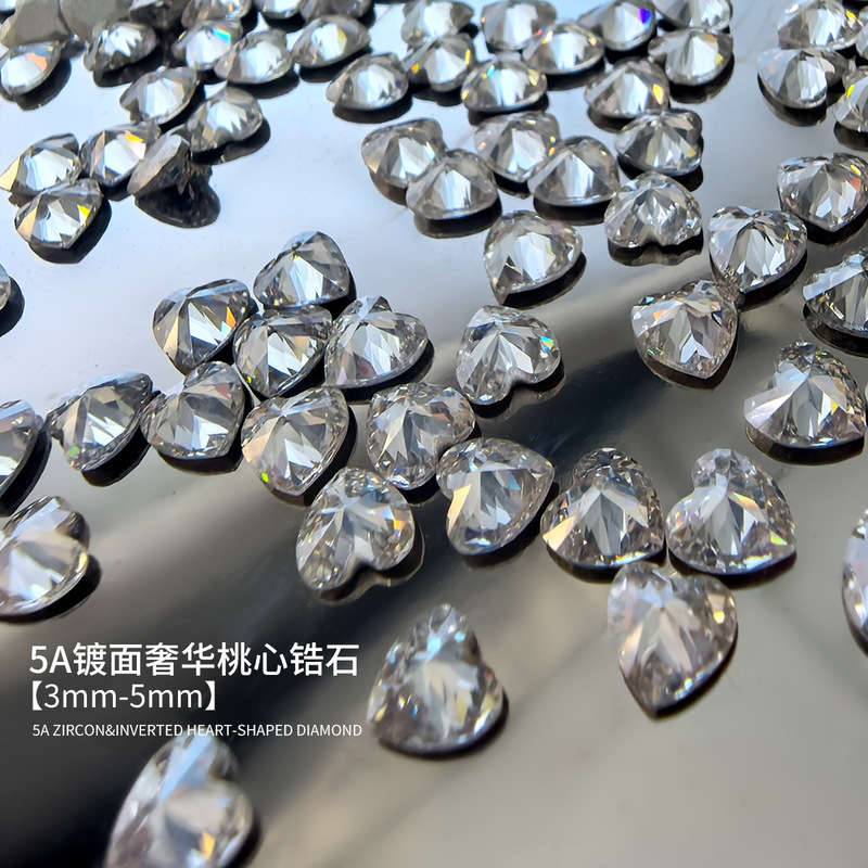 5A High-Quality Colorful Nude Zirconium Nail Art Diamond Jewelry, Sparkling Colorful Plated Luxury Peach Heart Zircon Nail Diamond Jewelry 5A High-Quality Colorful Nude Zirconium Nail Art Diamond Jewelry, Sparkling Colorful Plated Luxury Peach Heart Zircon Nail Diamond Jewelry