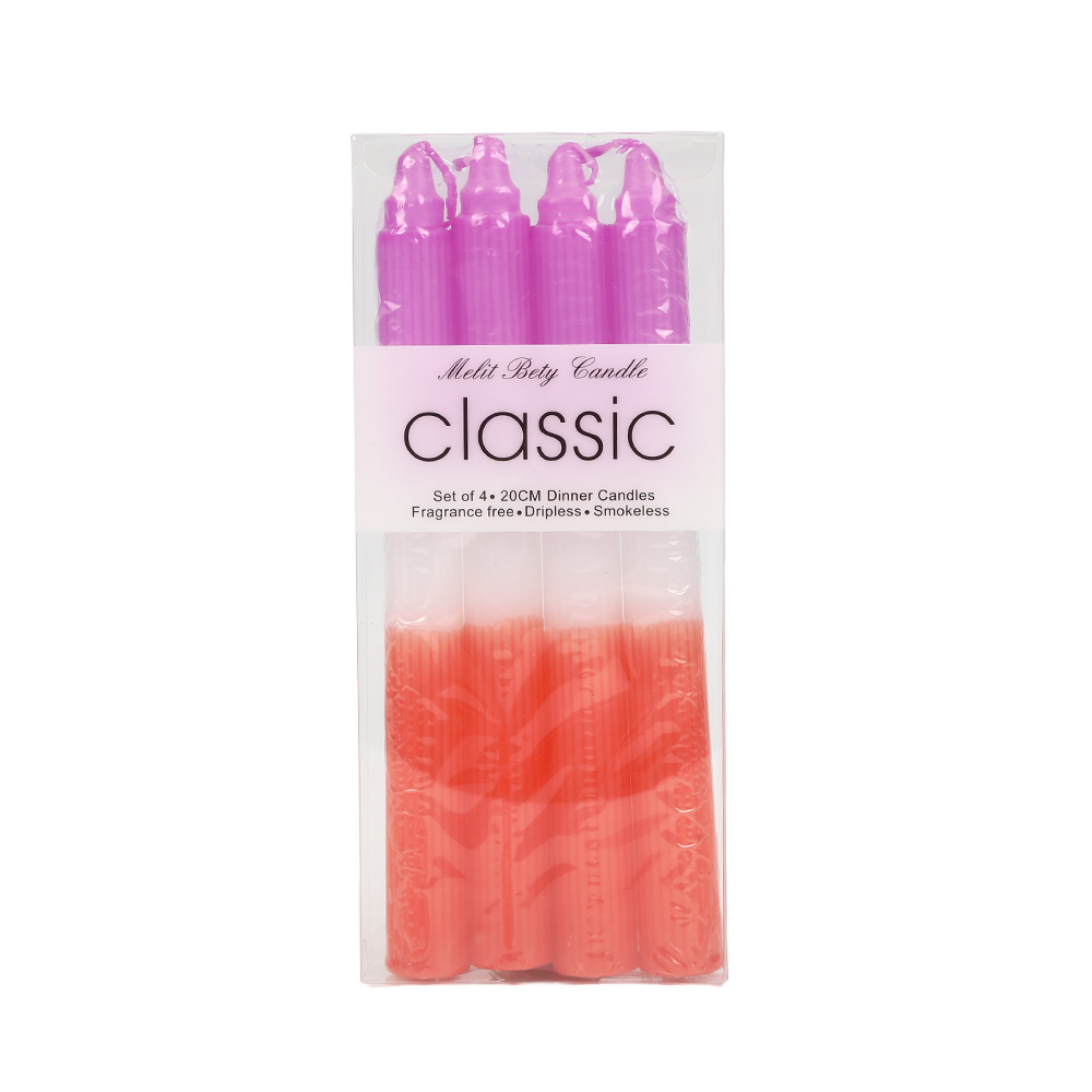 Velas de barra larga a rayas de color al por mayor sin humo doméstico inodoro clásico europeo vela de boda vela cena vela transfronteriza