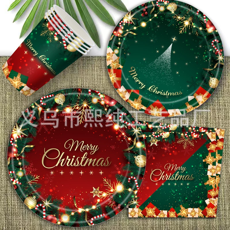 Christmas tableware, disposable set, wipes, new collection, (Physicals)
