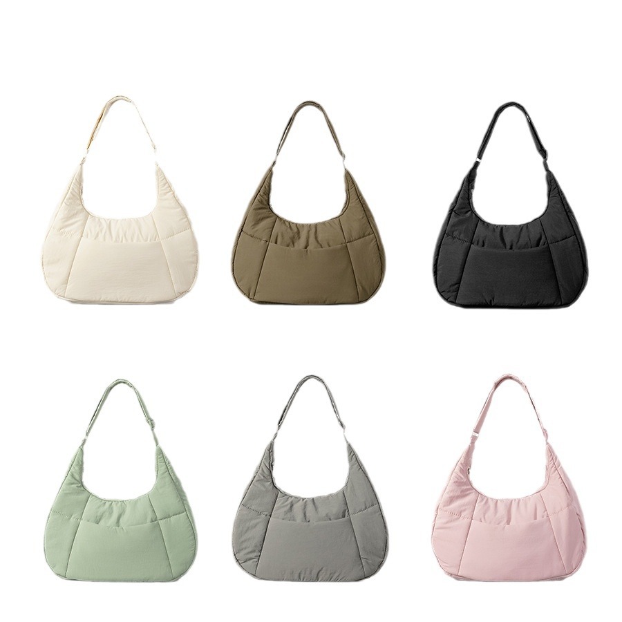 Borsa a tracolla Nuova borsa in nylon sotto le ascelle per autunno e inverno, borsa leggera di nicchia con cuciture semplici, non sentirai freddo quando la indossi_voghion.com