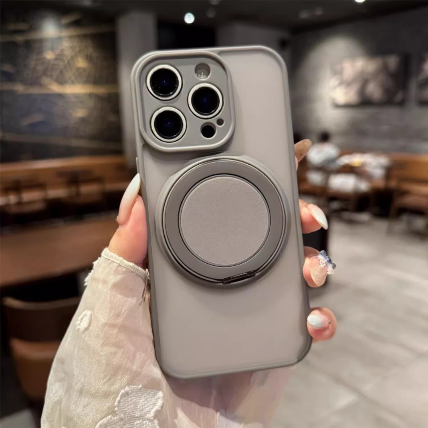17 caso de teléfono móvil soporte giratorio 360 sensación de piel esmerilada para iPhone16 pivote de sensación avanzada 11 Apple 15pro