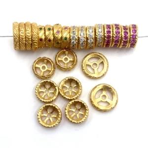 S925 Silver Inlaid Zircon Plated 24K Gold Accessories Wheel Spacer Bead Diy Handmade Beaded Bracelet Necklace Accessories