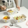 分格陶瓷带盖学生便当盒