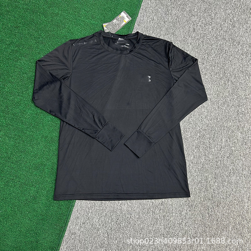 Otoño y invierno para hombres camiseta deportiva de cuello redondo de manga larga para la piel suave y rápida secado correr entrenamiento físico camiseta de ocio base
