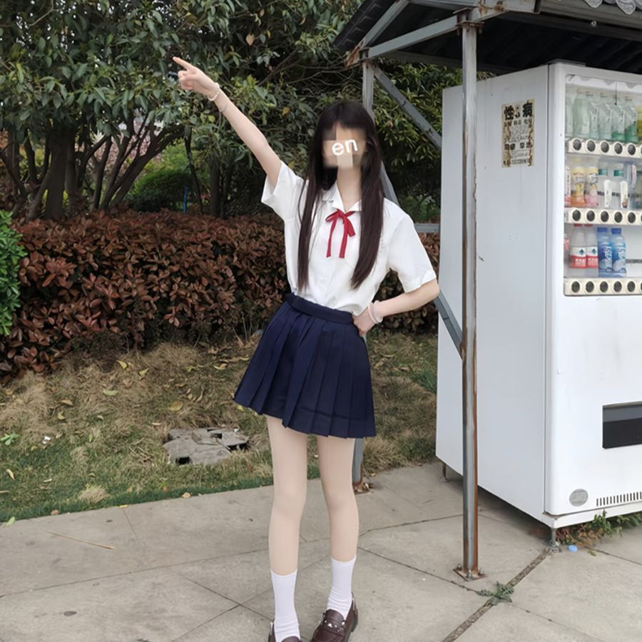 JK制服套装学生衬衫上衣短袖夏季新款宽松百搭校供感衬衣百褶裙