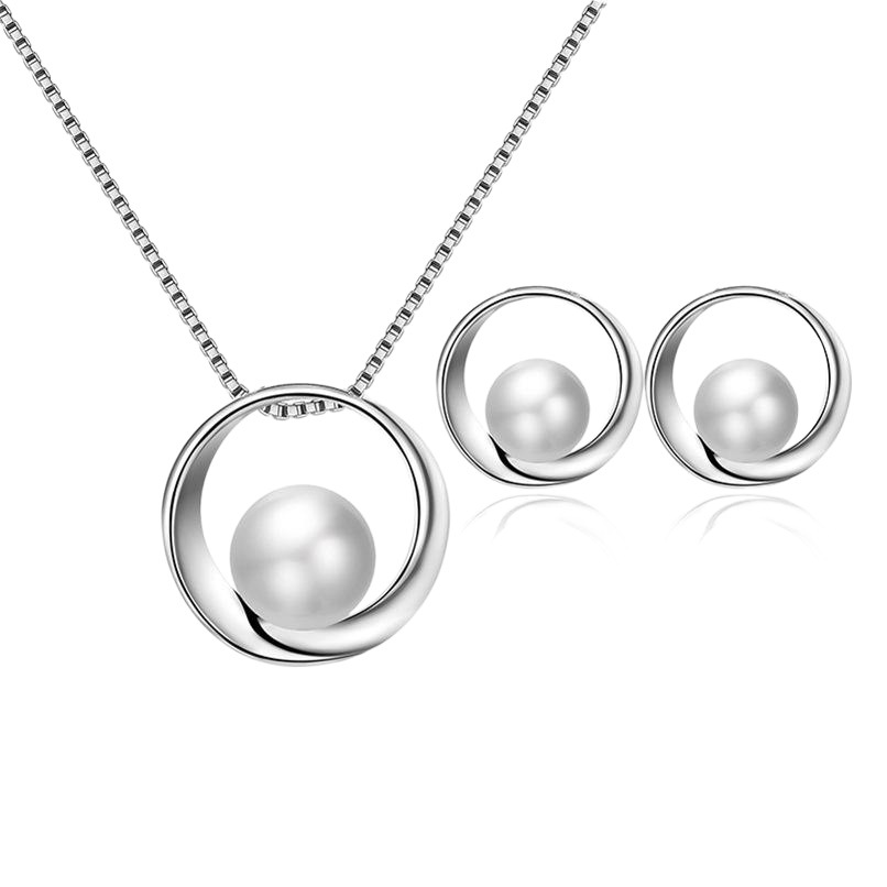 Cruz-frontera aleación galvanoplastia brillante imitación perla nupcial joyería collar pendientes traje joyería traje europeo y americano