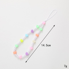 娜佳熱賣糖果色串珠手機鏈蝴蝶結手機殼掛繩防摔防丟短款手腕帶女