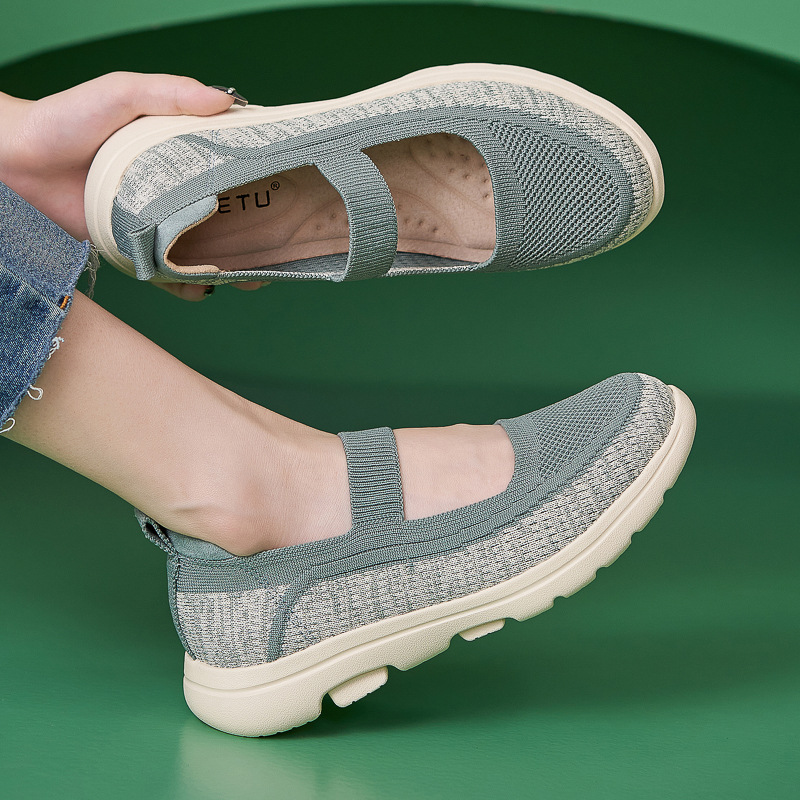 K6016 - 5 nuevo 2025, zapatos de cuero auténtico, almohadilla ligera antideslizante, cabeza redonda, tejido transpirable, zapatos de madre para mujeres