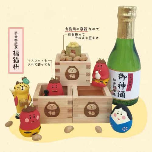 Japanese-style Goods ZAKKA Food Toys, Trendy INS Playthings, Setsubun Fuku Oni Cat Valentine's Day Gift – Resin Mini Decorations for Photography