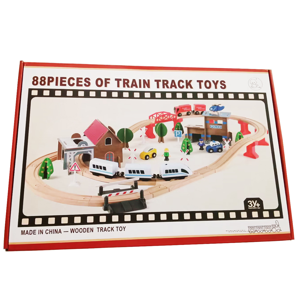 Pista de madera coche traje con 88 unidades de Tren Eléctrico traje pista de madera niños y niñas inteligencia Juguetes
