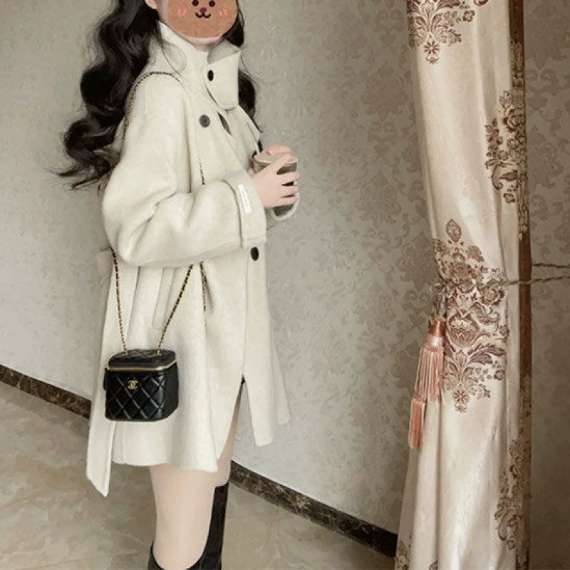 Demi-season short woolen coat, jacket, for teenagers, high-quality style, British style