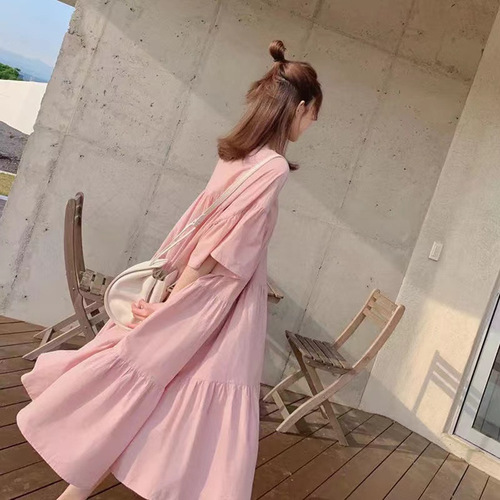 Maternity Summer Dress Long Skirt Korean Style European and American Style Fashionable Plus Size Maternity Dress for Summer Mommies