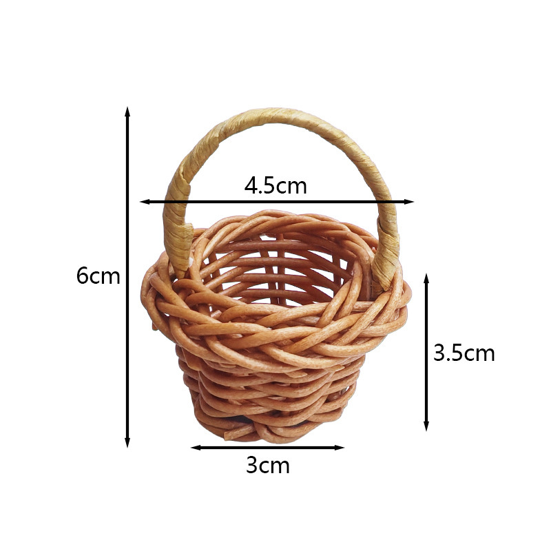 Mini cesta de imitación de ratán, decoración de muebles estilo pastoral, accesorios de fotografía, artículos pequeños, artículos varios, cesta de flores al por mayor.