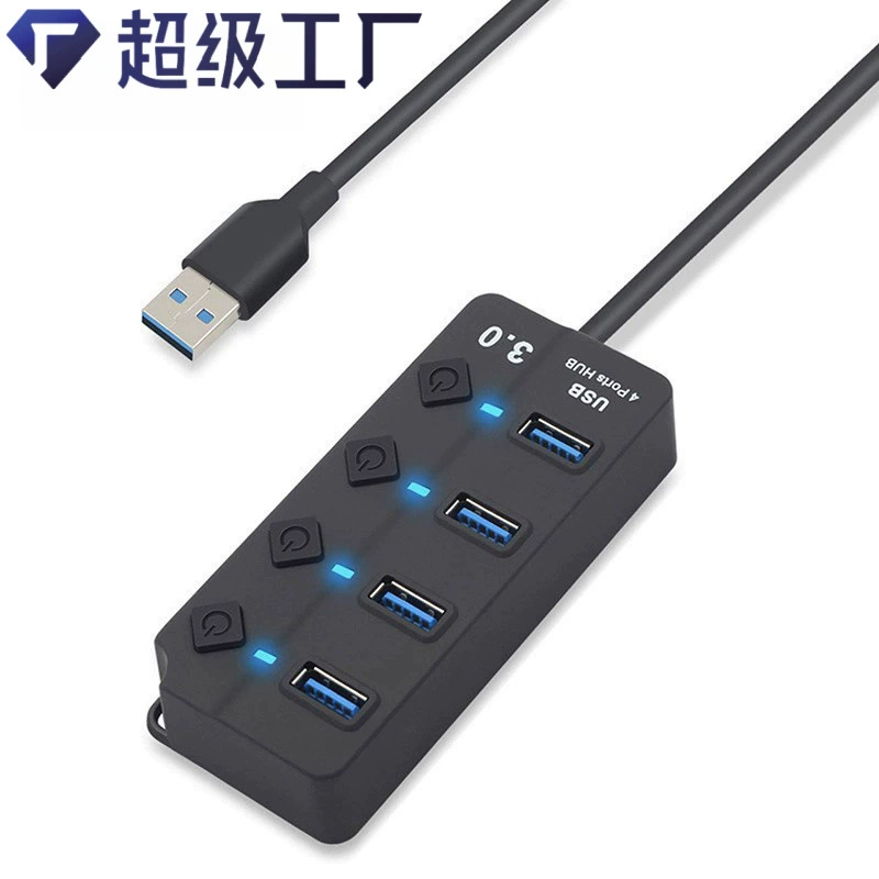 USB 3.0 хаб, 4-портовый концентратор USB с независимыми переключателями, разветвитель USB 3.0, док-станция USB «один к четырем»