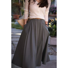 百搭天丝棉伞裙笑涵阁 2025春新款显瘦中长款半身裙配腰带