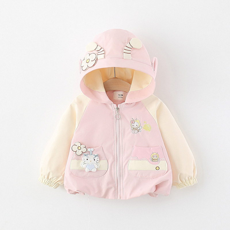Children's Clothing 2026 New Style Girls' Jacket Spring and Autumn Stylish Windbreaker for Kids Fashionable Hooded Trench Coat for Young Children
