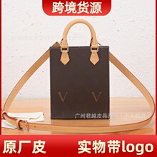 跨境货源原厂皮新款经典老花手提琴谱包时尚百搭真皮单肩斜挎女包