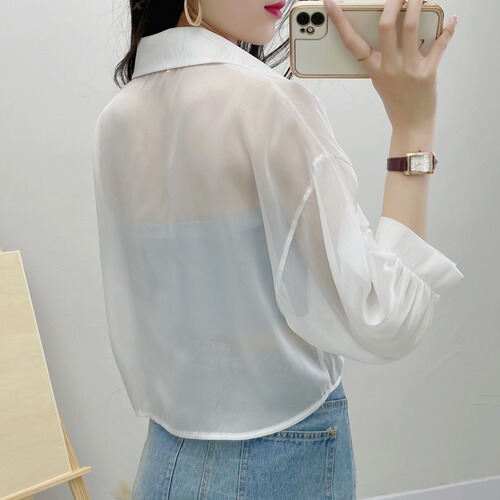 Women's Summer Thin Chiffon Open Cardigan, Ethereal Sunscreen Jacket, Off-the-Shoulder, Peplum, Outerwear for Dress, Lantern Sleeve, Collarless Shoulder Jacket with Overcoat