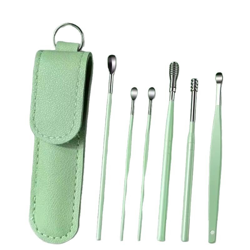 귀를 파는 숟가락 6 조각 세트 귀 따기 귀 파는 숟가락 편리한 휴대용 귀 파는 숟가락 가정용 성인 휴대용