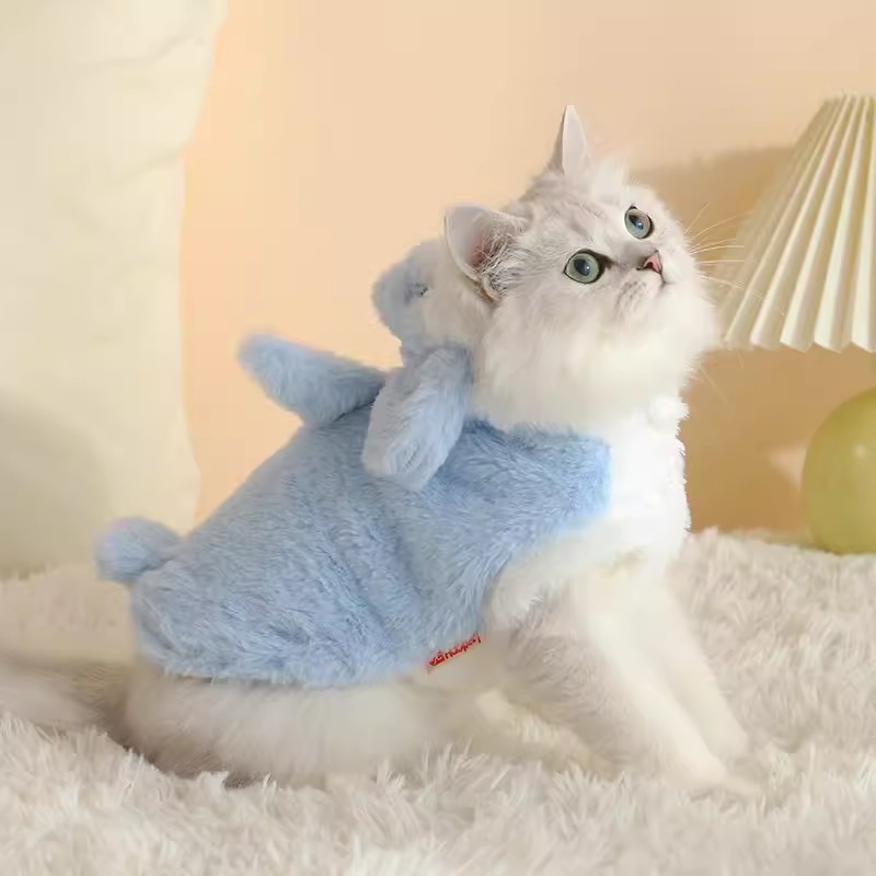 Ropa de gato de invierno cálido cambio de ropa para mascotas marioneta anti-pelusa gatito lindo otoño ropa de invierno gato