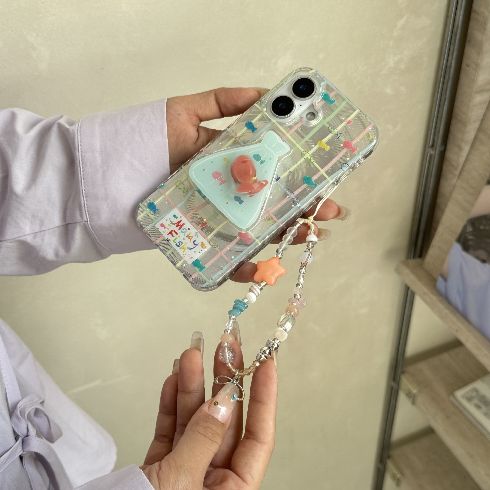 Línea de color de verano Vortex Pez para Apple 16ProMax funda para teléfono 15/14 Nuevo 13 Pareja 15Pro