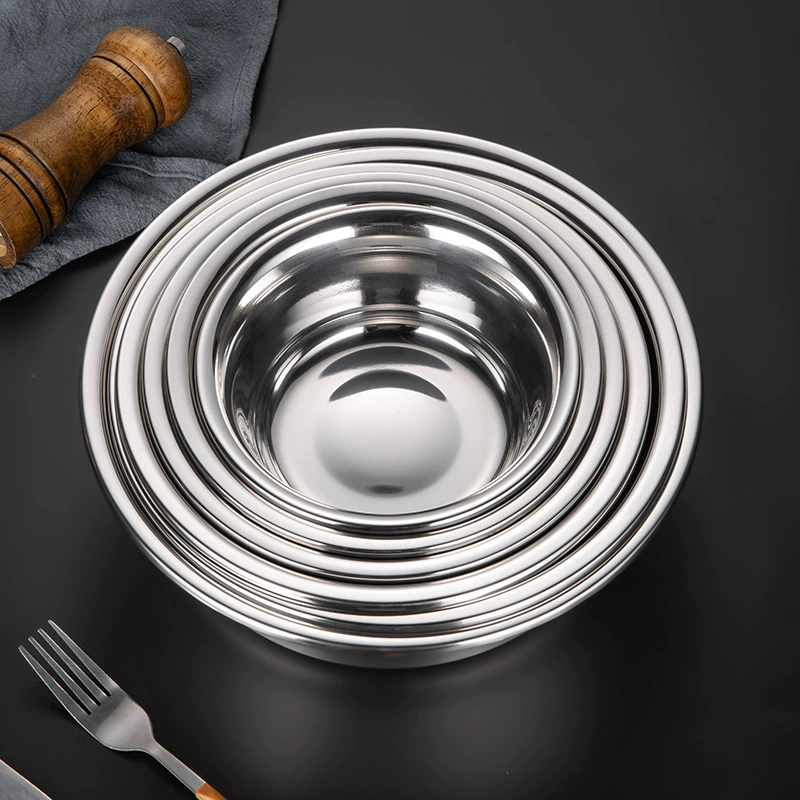 Cross-border thickened 201 stainless steel multi-purpose basin food-grade condiment cooking basin kitchen baking egg beating reverse side soup basin