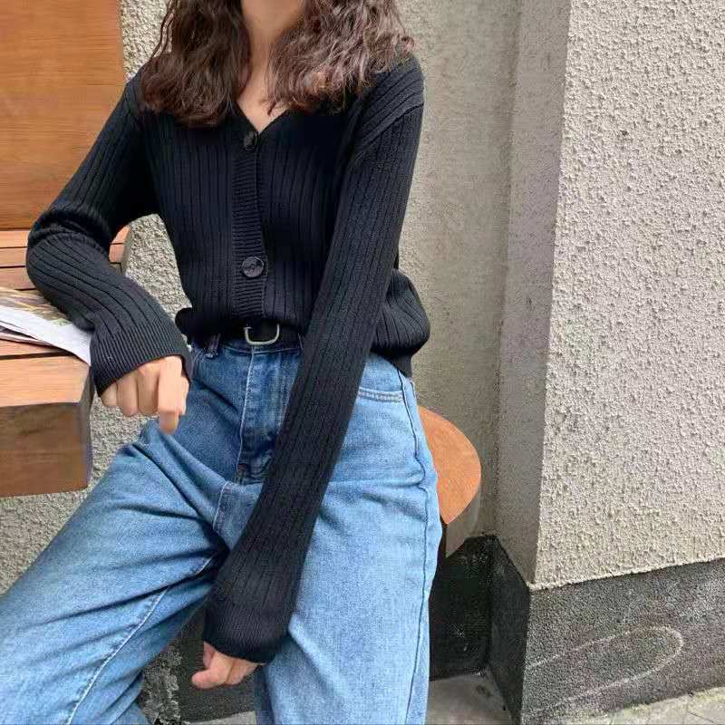 2025秋季新款外套显瘦网红长袖针织开衫上衣女韩版短款修身毛衣潮|undefined