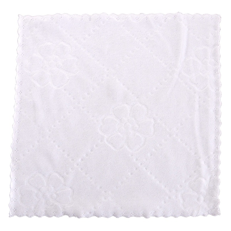 Factory wholesale fine fiber embossed cut edge small square wipes disposable napkin hotel bath White small towel