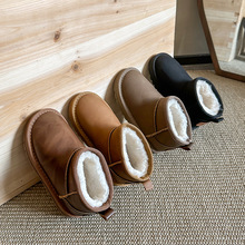 儿童雪地靴2025冬新款牛皮雪地棉女童周冬雨同款加绒加厚男童棉鞋