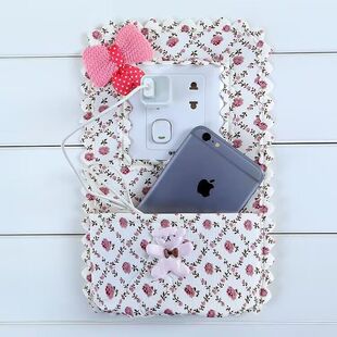 Double open socket with pocket switch sticker fabric two row switch cover charging with pocket creative switch cover protective cover charging