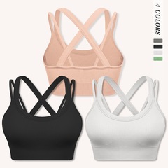 TIK TOK 同じスタイルのフィットネスヨガブラジャーアウトドアトレーニング胸パッドベスト外国貿易スポーツヨガウェア女性用