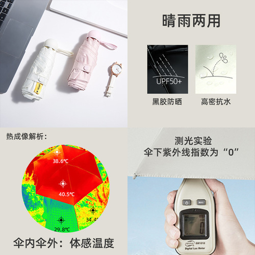Macaron Pocket Umbrella for Women, Foldable High-End Sunshade Umbrella with UV Protection, Rain and Sun Dual-Purpose Capsule Umbrella