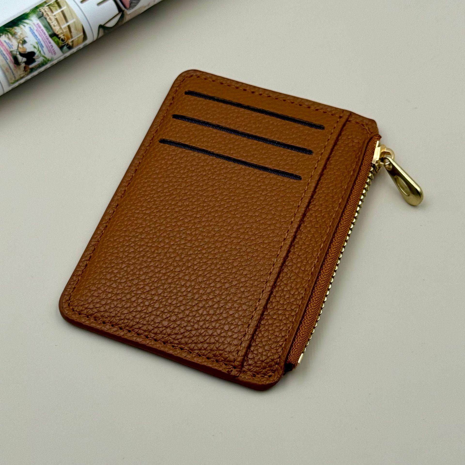 Comercio exterior nuevo tipo de bolsa de tarjetas con cremallera multifuncional de gran capacidad fuente transfronteriza litchi cartón clip multi-tarjeta bolsa de cambio