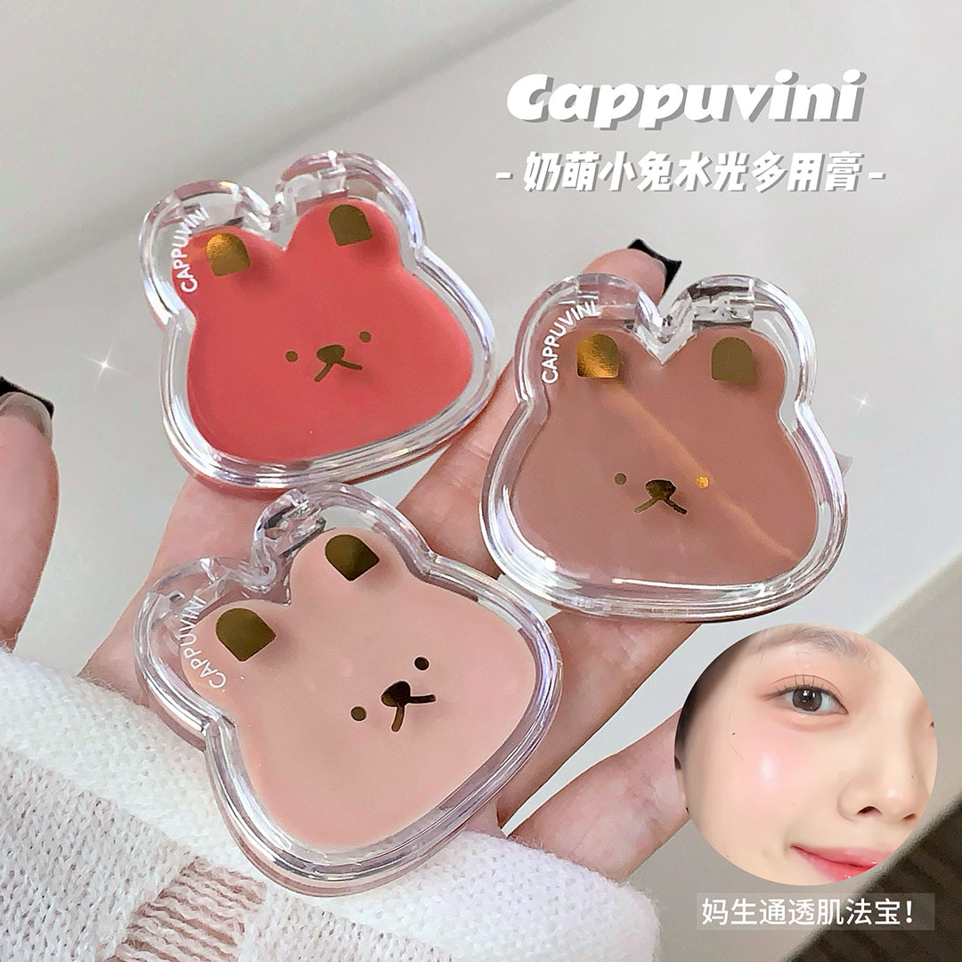 Cappuvini pequeño conejo agua luz crema multipropósito coreana vigor expansión blush mat saturado brillo alto maquillaje para mujeres