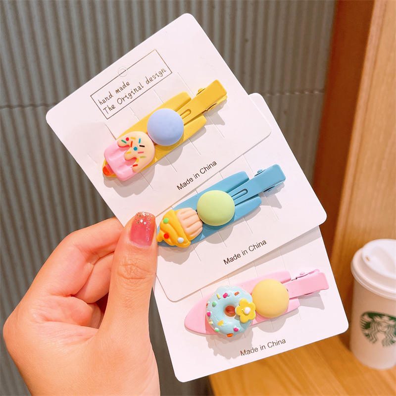 Pastel de helado maquillaje clip chica dulce lindo sin costuras horquilla flequillo clip de color caramelo clip lateral accesorios para el cabello
