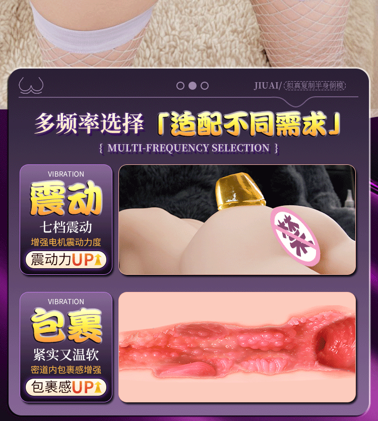 Jiuai Half-Body Male Masturbator with TPE Hip and Insertable Channel — detail image 7
