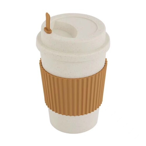 Wheat straw coffee cup water cup accompanying mixing cup high-end plastic cup mug with lid
