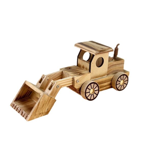 Wooden bulldozer home desktop decoration wholesale Park stall hot sale engineering vehicle children's toy model wholesale